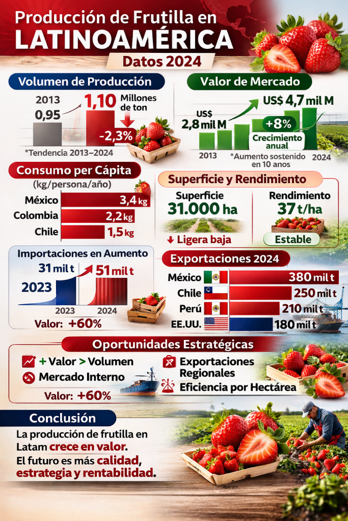 producción de frutilla en Latinoamérica