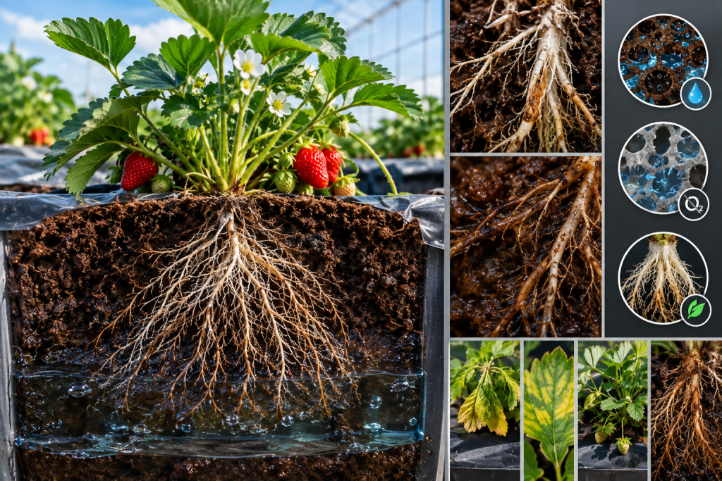 Hipoxia radicular en frutilla 3